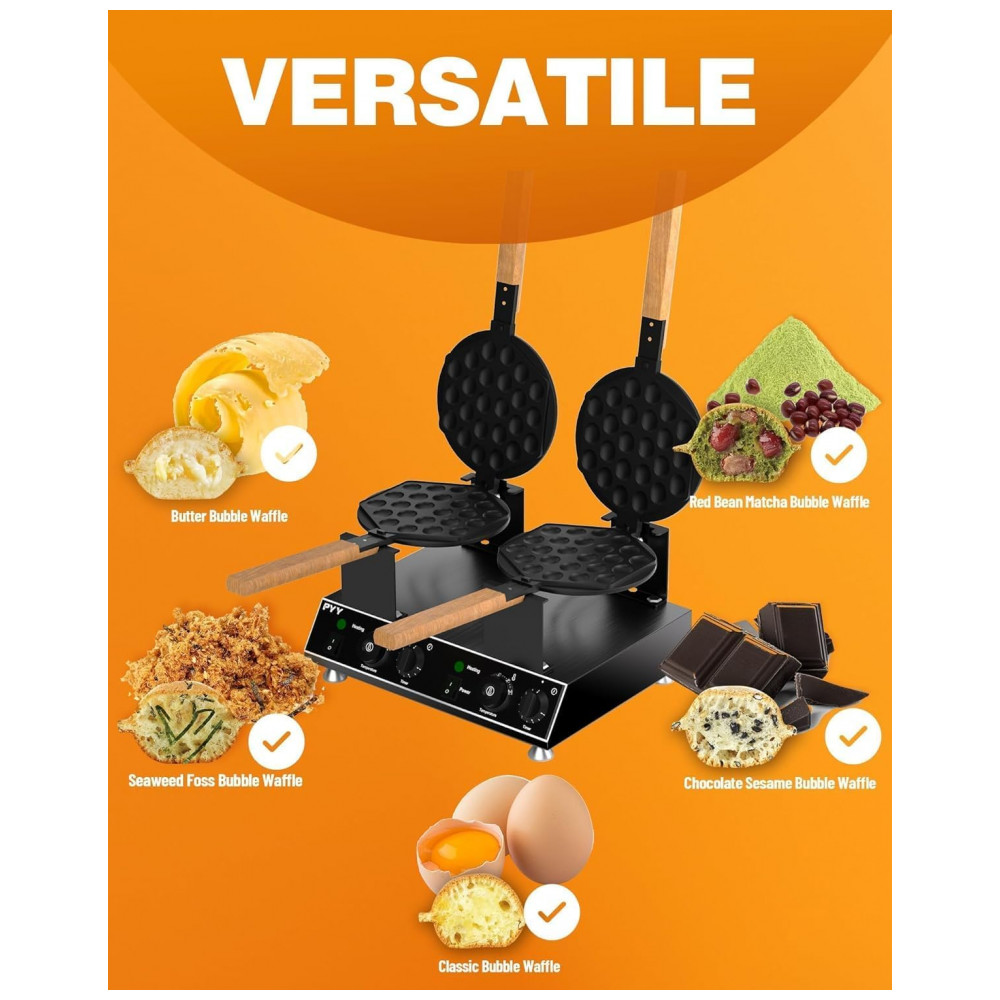 ECTQWT3QHT2F0B_1-1.jpg - PYY Bubble Waffle Maker 3100W Comercial - Máquina de Wafflencom Design de Dupla Cabeça, Giro de 180°, Placa Antiaderente,