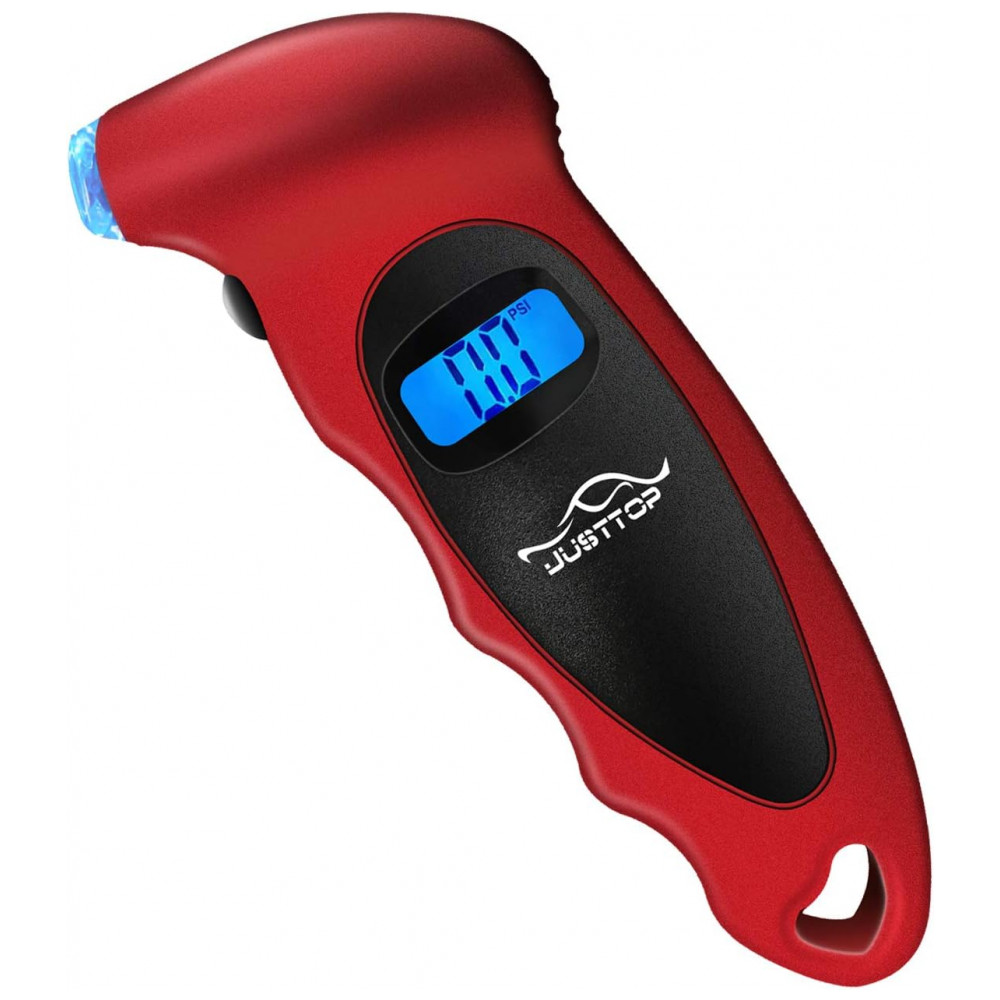 ECTQWT7JNHQ80B_0-1.jpg - Medidor de Pressão de Pneus Digital JUSTTOP, 150 PSI 4 Configurações para Carros, Caminhões e Bicicletas, Display LCD Retroiluminado e Empunhadura