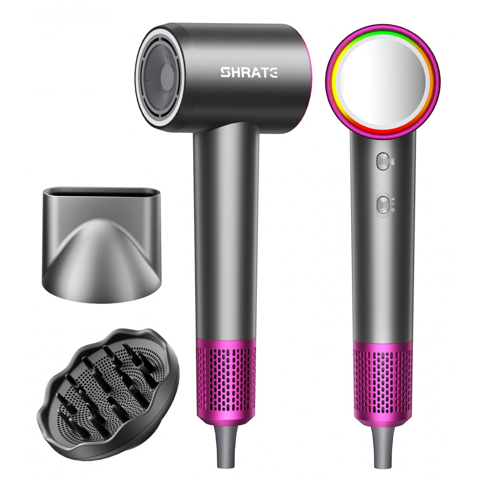 Secador de Cabelo Iônico de Alta Velocidade Profissional SHRATE Secagem UltraRápida 500 Milhões de Íons Negativos Baixo Ruído 160.000 RPM Secador Comp
