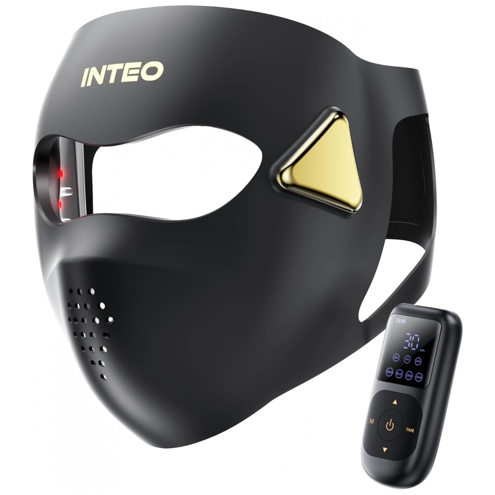 ECTQWVXK8Q8F0B_0-1.jpg - Máscara de Terapia de Luz Vermelha 4D para o Rosto INTEO com 4 Modos de Luz Vermelha, Infravermelha, Azul e Laranja, Máscara de LED Infravermelho de 8