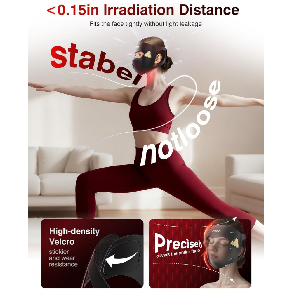 ECTQWVXK8Q8F0B_2-1.jpg - Máscara de Terapia de Luz Vermelha 4D para o Rosto INTEO com 4 Modos de Luz Vermelha, Infravermelha, Azul e Laranja, Máscara de LED Infravermelho de 8