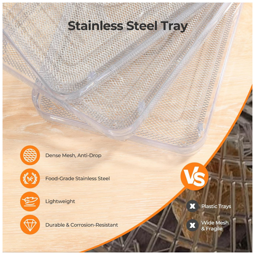 ECTQWZ9G9BKF0B_1-1.jpg - Desidratador de Alimentos OSTBA com 5 Bandejas de Aço Inoxidável, Máquina Desidratadora de Alimentos de 400W, Controle de Temperatura por Temporizador