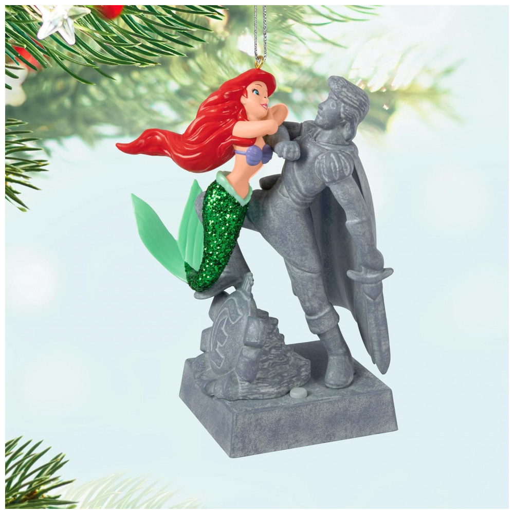 ECTQX9N1TLSD0B_2-1.jpg - Enfeite de Natal Hallmark Keepsake 2025, Disney A Pequena Sereia Ariel e O Príncipe com Som, Presente para Fãs da Disney