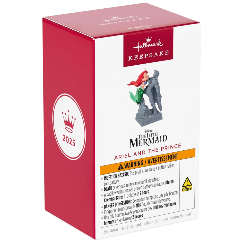 ECTQX9N1TLSD0B_6-1.jpg - Enfeite de Natal Hallmark Keepsake 2025, Disney A Pequena Sereia Ariel e O Príncipe com Som, Presente para Fãs da Disney