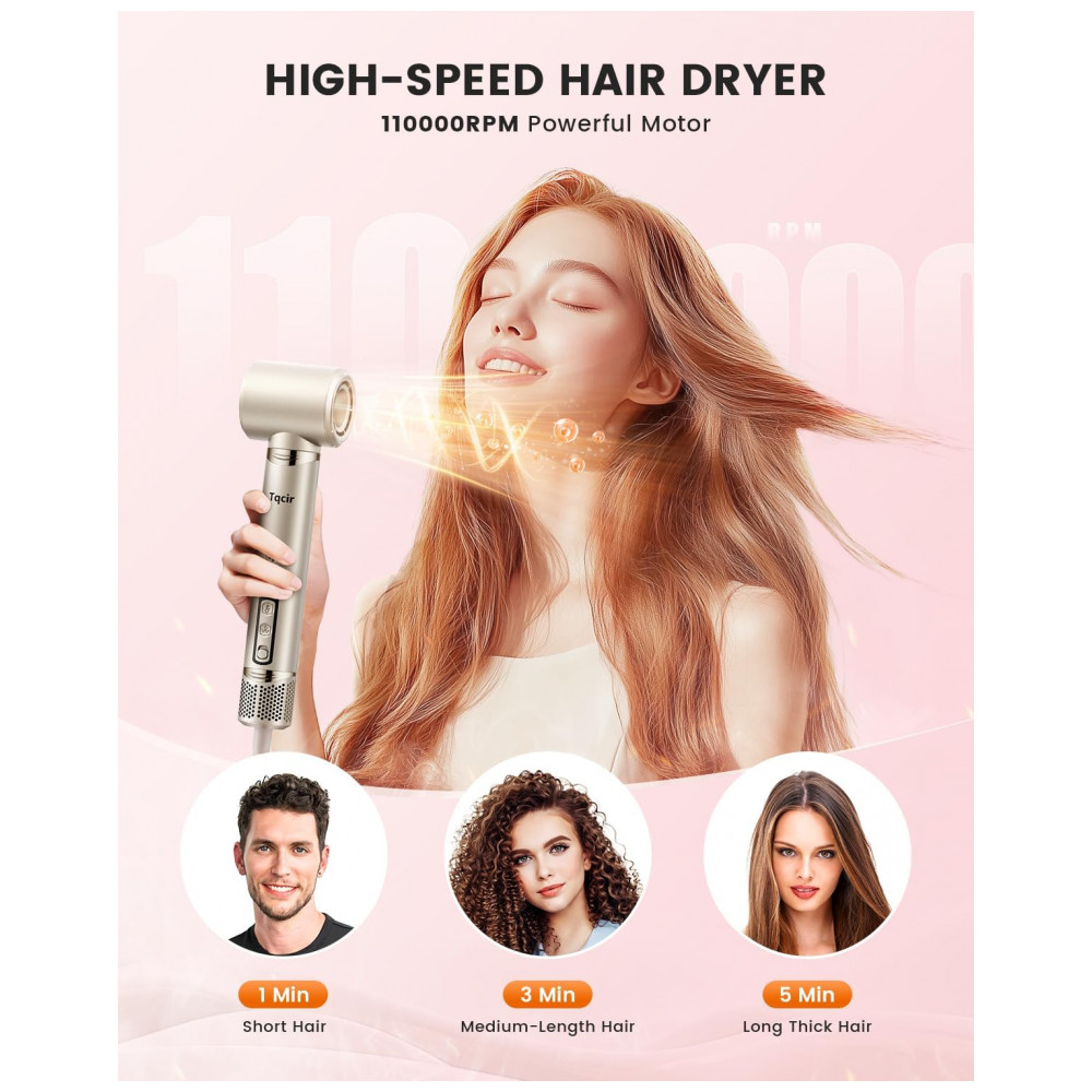 ECTQXBCRY4MD0B_5-1.jpg - Escova Secadora de Cabelo Profissional 5 em 1 da Tqcir, Multistyler Poderoso com Curlers AutoWrap, Modelagem Rápida sem Danos Térmicos, Estojo de Arma