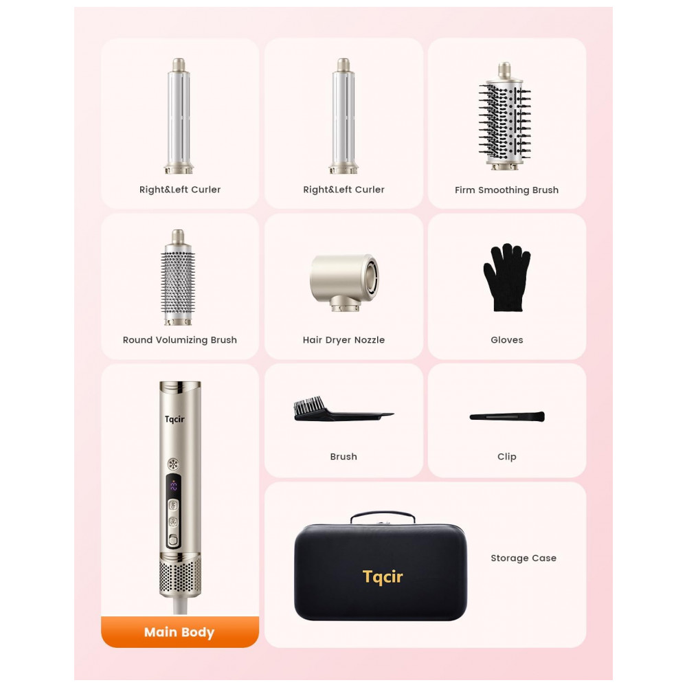 ECTQXBCRY4MD0B_7-1.jpg - Escova Secadora de Cabelo Profissional 5 em 1 da Tqcir, Multistyler Poderoso com Curlers AutoWrap, Modelagem Rápida sem Danos Térmicos, Estojo de Arma