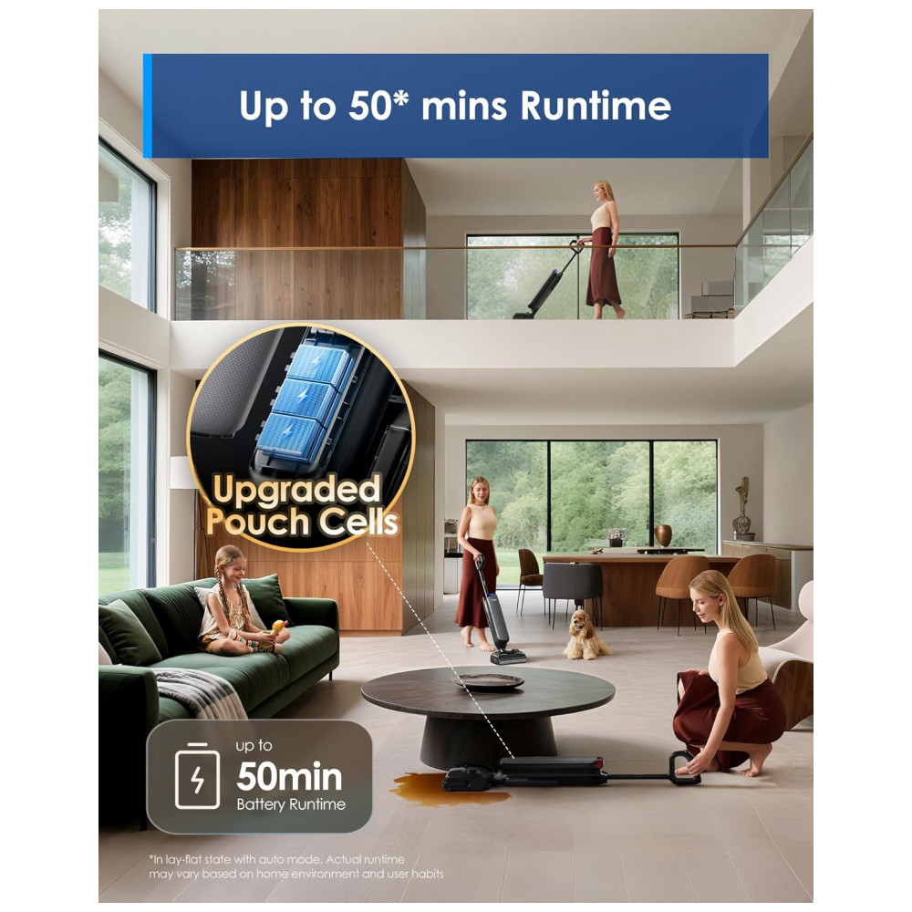 ECTQXDCR46CF0B_2-1.jpg - Aspirador de Pó Seco e Úmido Tineco Floor One S7 Artist, 22kPa de Sucção, Sensor Inteligente iLoop, Design DualBlock Anti-Emaranhamento, Flashdry 185,