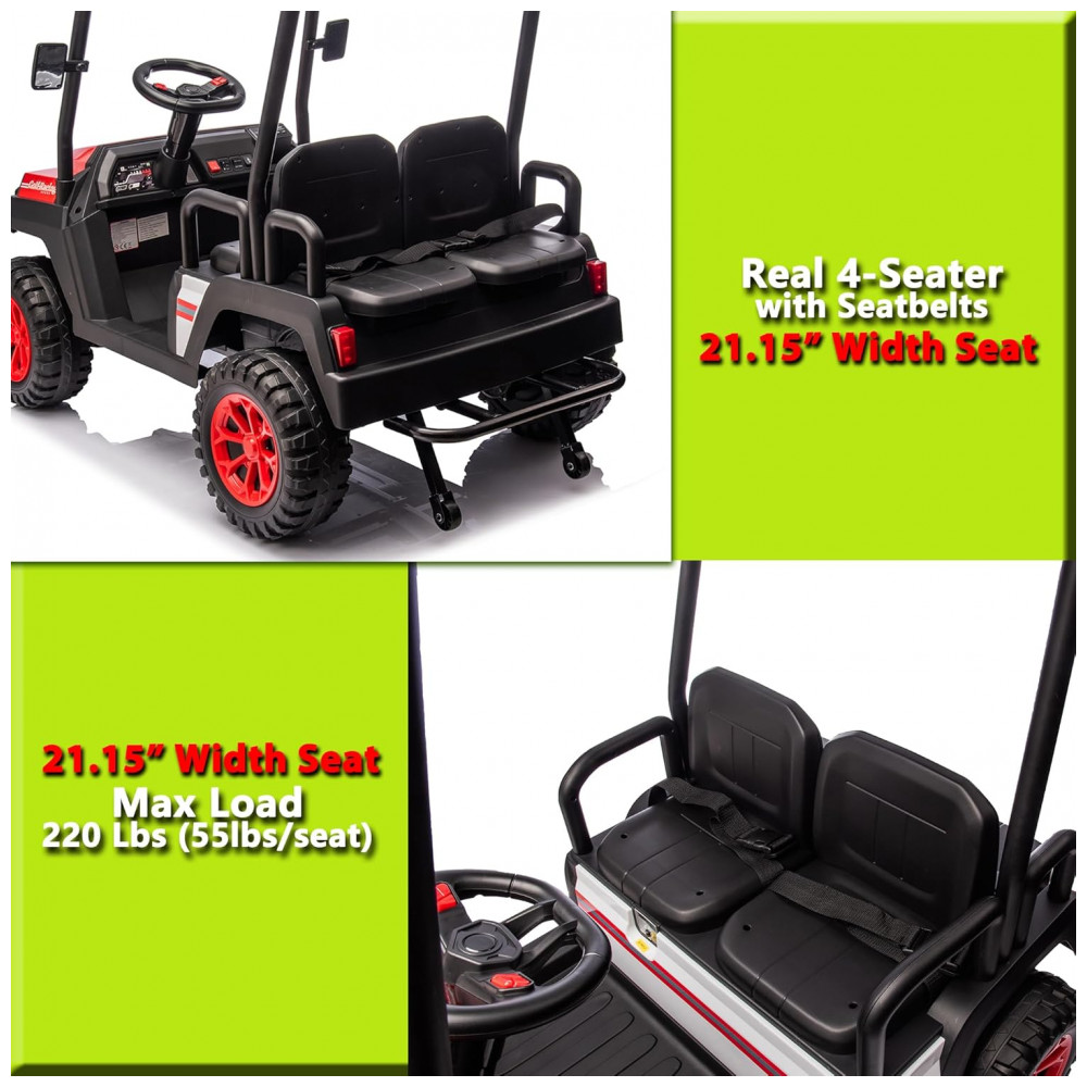 ECTQXDD3W6KD0B_1-1.jpg - Carrinho Elétrico Infantil 4x4 24V Sopbost, 4 Lugares, Controle Remoto, Suspensão EVA, 4 Motores, MP3 Bluetooth, Preto