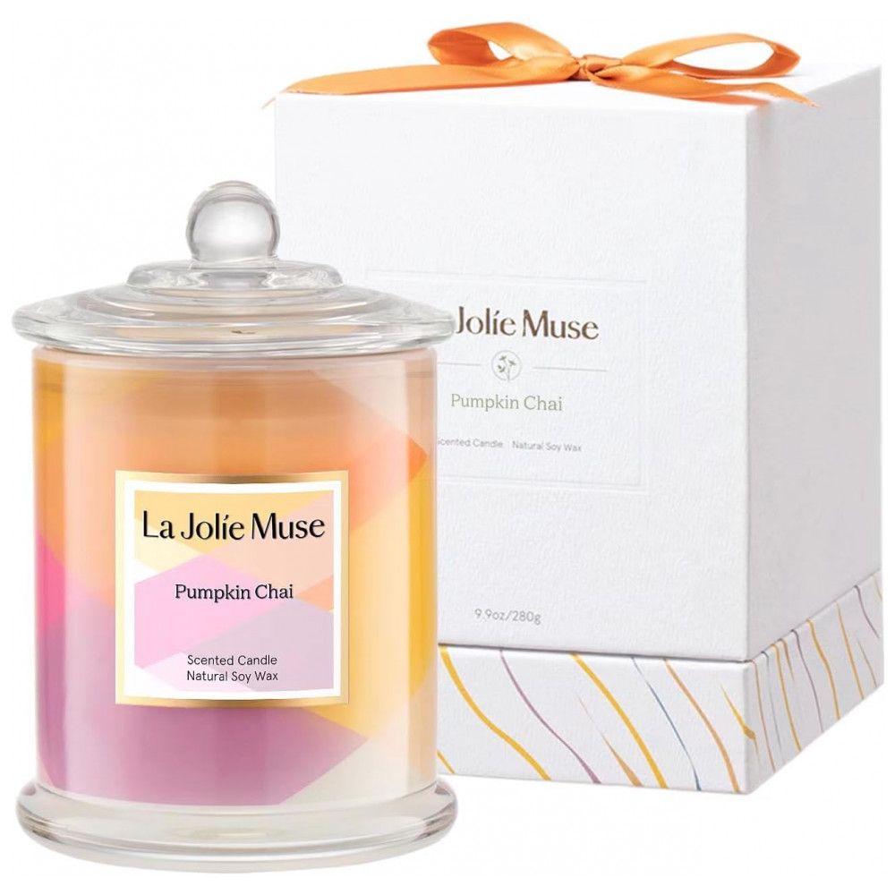Velas de Outono LA JOLIE MUSE, Vela de Abóbora, Velas de Abóbora Chai, Presentes de Luxo para Mulheres, Cera de Soja Natural, 75 Horas de Queima, Pres