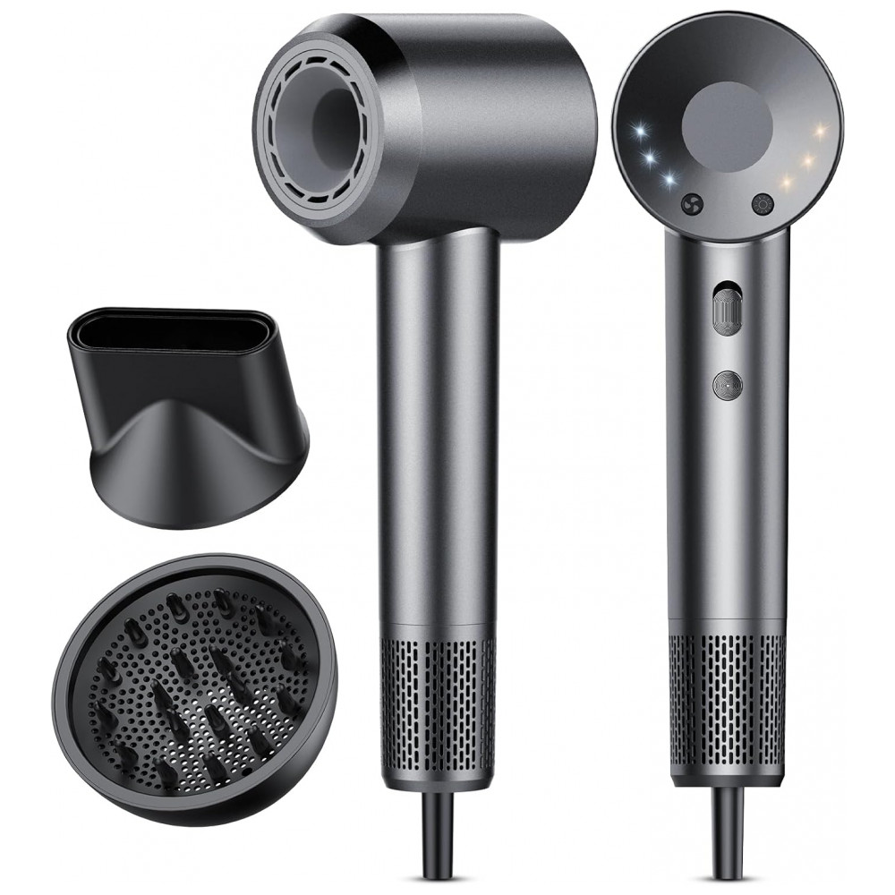 Secador de Cabelo, Motor HyperSpeed de 160.000 RPM, Profissional de Alta Velocidade com Íons Negativos, Controle de Calor, Baixo Ruído, para Secagem R