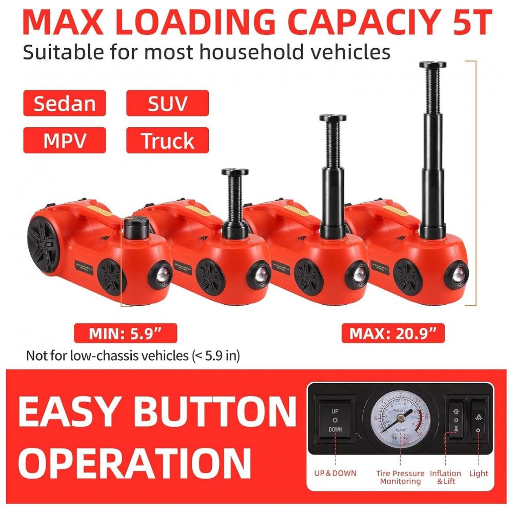 ECTQXP4BWSNC0B_1-4.jpg - Macaco Elétrico Hidráulico ROGTZ Atualizado 5 Toneladas 12V Elevação Portátil 53cm com Bomba Infladora de Pneus para Reparos de SUV Sedan e Caminhão K