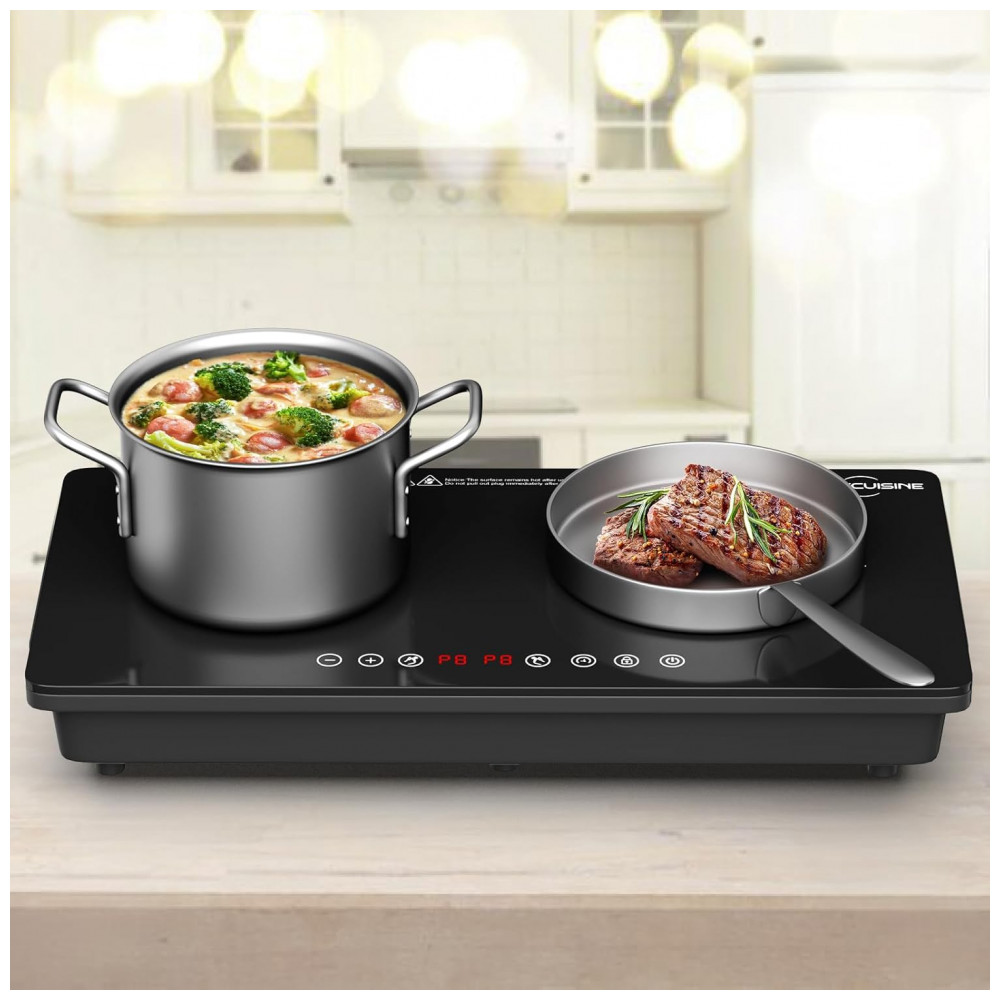 ECTQXPY5MMNF0B_0-1.jpg - Cooktop de Indução Duplo Portátil 1800W, Com Toque Sensível, 9 Níveis de Potência, Controle Independente, Timer de 99 Minutos, VoltCuisine