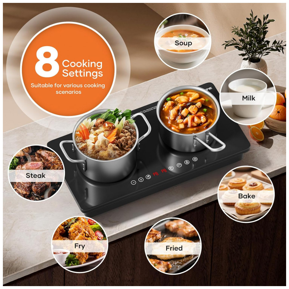 ECTQXPY5MMNF0B_4-1.jpg - Cooktop de Indução Duplo Portátil 1800W, Com Toque Sensível, 9 Níveis de Potência, Controle Independente, Timer de 99 Minutos, VoltCuisine