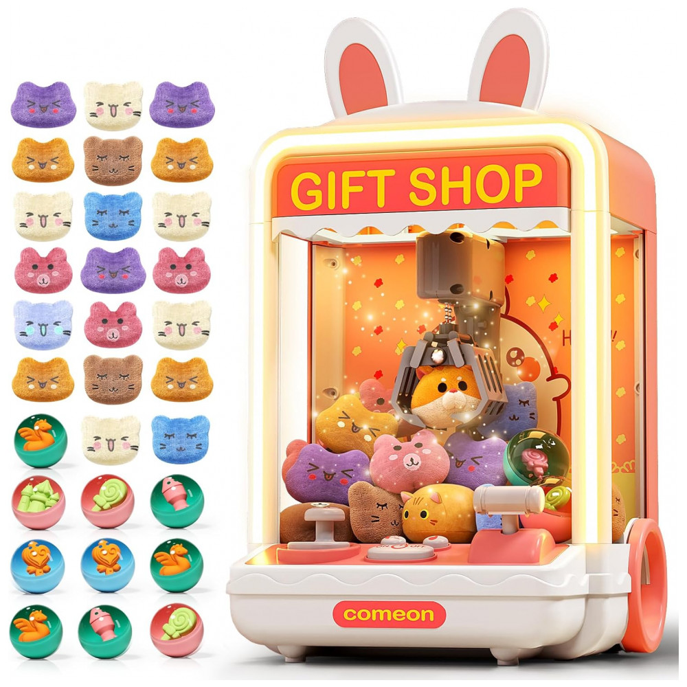ECTQXSTG2R6C0B_0-1.jpg - Aiqi Máquina de Garra 30 PCS para Crianças Rabbit/Bunny com Luzes e Sons, Mini Vending Machine Eletrônica para Meninas de 3 a 8 Anos