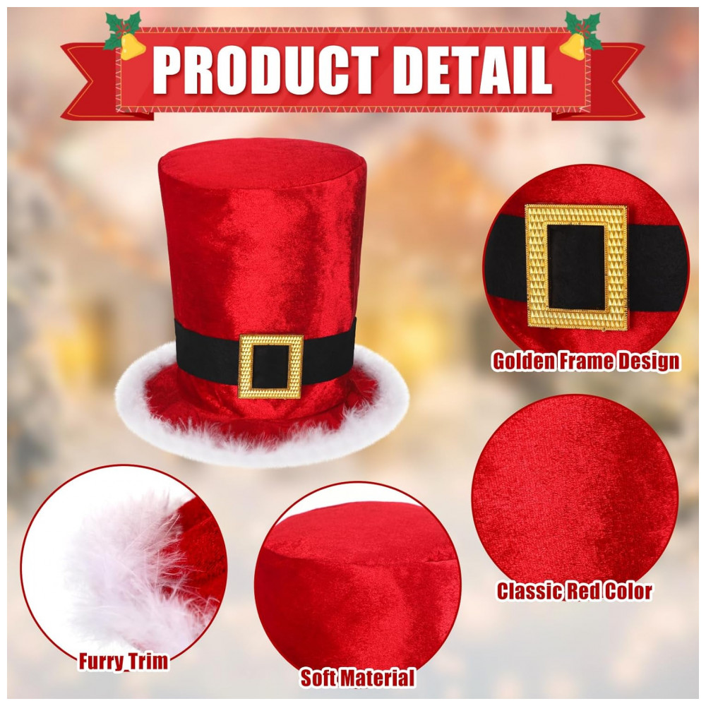 ECTQXT6NTRJF0B_3-1.jpg - Topo de Árvore de Natal em Formato de Chapéu de Papai Noel de 20 cm, Grande Chapéu Vermelho com Aba Branca Fofa para Decoração de Árvores, Breathffy,