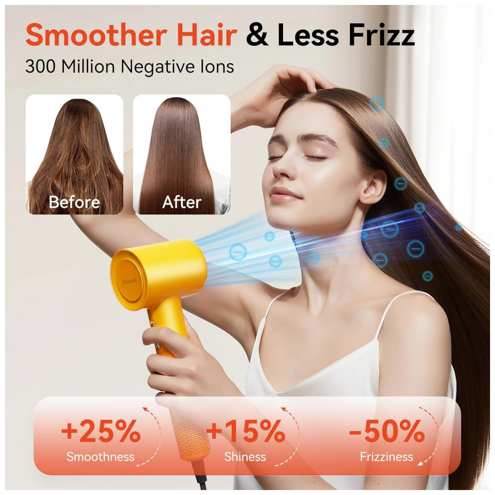 ECTQY1G27H5F0B_3-1.jpg - Secador de Cabelo Rápido com Íons para Mulheres Rizzdeek, Motor sem Escova, Secagem Rápida, Baixo Ruído, Amarelo