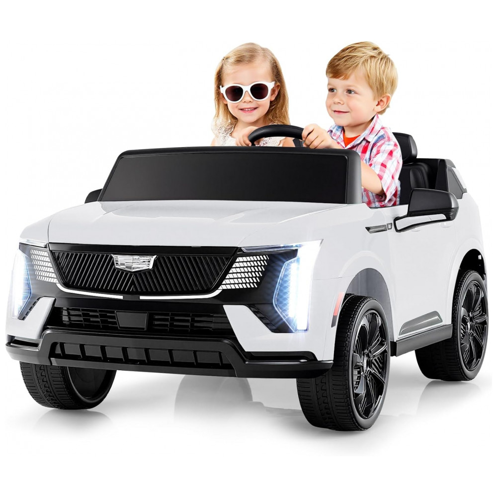 ECTQY1VXDVHF0B_0-1.jpg - Carro Elétrico Infantil Licenciado Costzon Cadillac 24V 2 Lugares, Controle Remoto, Suspensão 4 Rodas, Música, Luzes LED, Branco