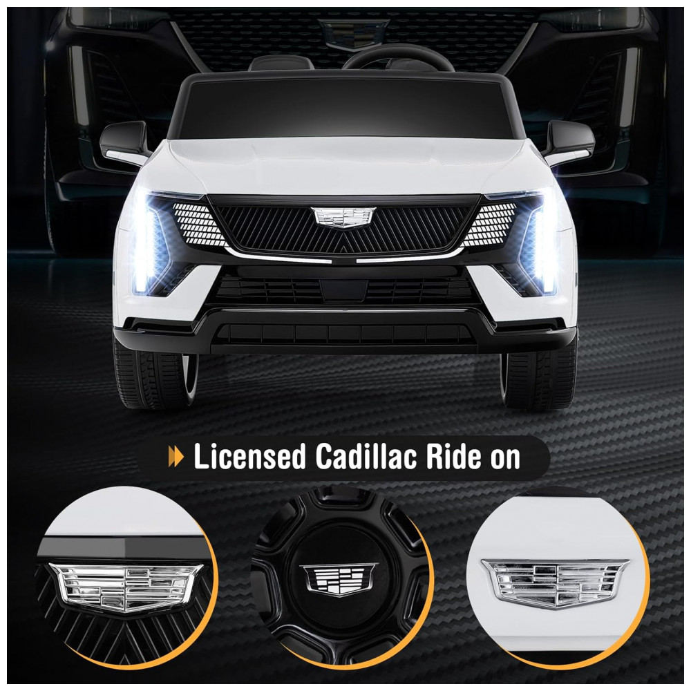 ECTQY1VXDVHF0B_7-1.jpg - Carro Elétrico Infantil Licenciado Costzon Cadillac 24V 2 Lugares, Controle Remoto, Suspensão 4 Rodas, Música, Luzes LED, Branco