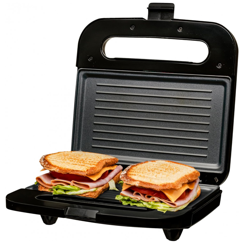 ECTQY2498T4B0B_0-1.jpg - Grelha Elétrica para Panini OVENTE com Placas Antiaderentes, Luzes Indicadoras de LED, Controle de Termostato, Cabo de Toque Frio, Sanduicheira Compac