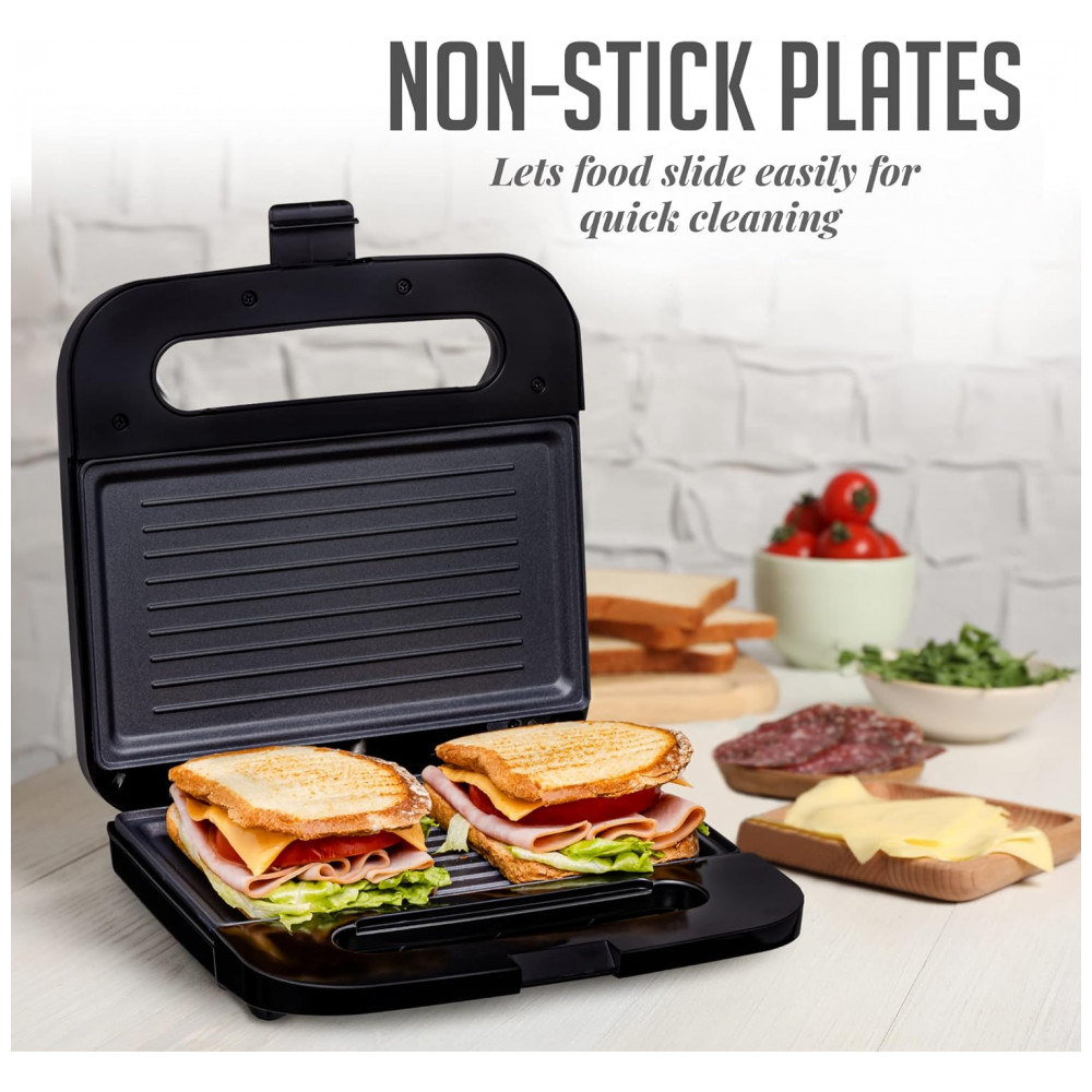 ECTQY2498T4B0B_3-1.jpg - Grelha Elétrica para Panini OVENTE com Placas Antiaderentes, Luzes Indicadoras de LED, Controle de Termostato, Cabo de Toque Frio, Sanduicheira Compac