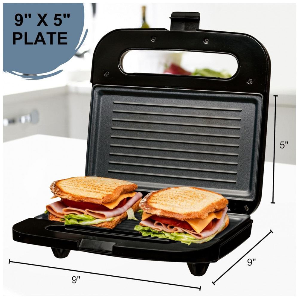 ECTQY2498T4B0B_5-1.jpg - Grelha Elétrica para Panini OVENTE com Placas Antiaderentes, Luzes Indicadoras de LED, Controle de Termostato, Cabo de Toque Frio, Sanduicheira Compac