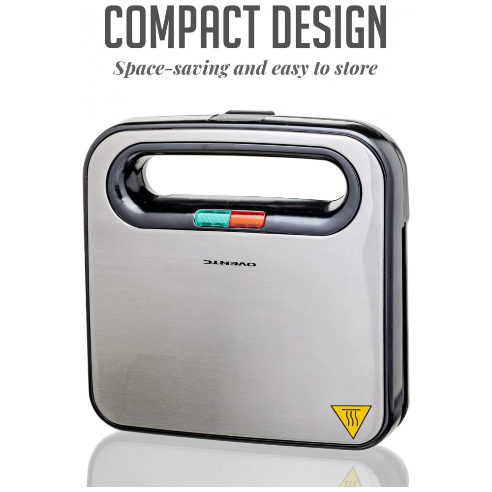 ECTQY2498T4B0B_6-1.jpg - Grelha Elétrica para Panini OVENTE com Placas Antiaderentes, Luzes Indicadoras de LED, Controle de Termostato, Cabo de Toque Frio, Sanduicheira Compac