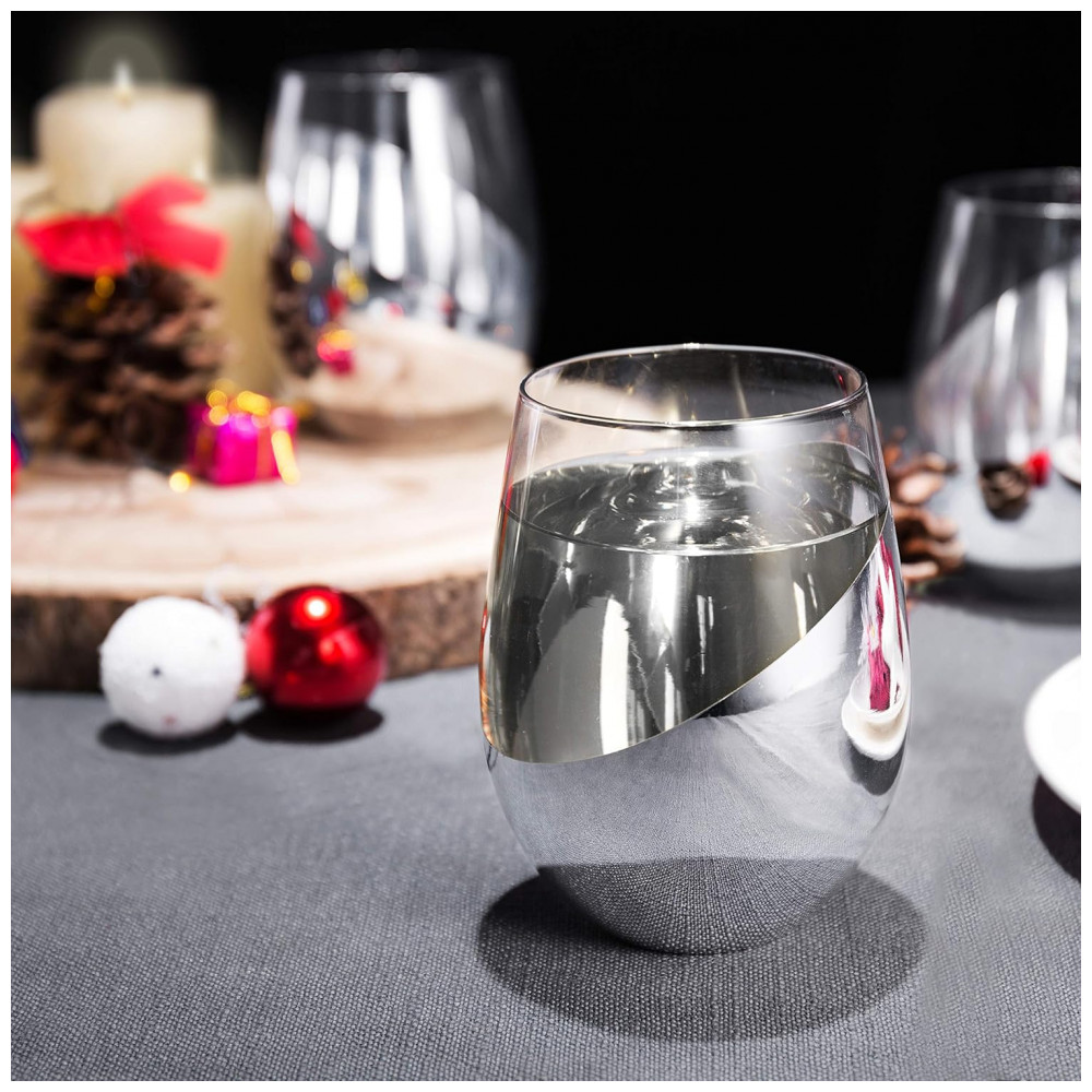 ECTQY2X6J9V70B_1-1.jpg - Conjunto de 6 Copos de Vinho sem Pé MyGift Premium Prateado com Detalhes Elegantes, Perfeito para Presente de Casamento ou Aniversário, Resistente a I