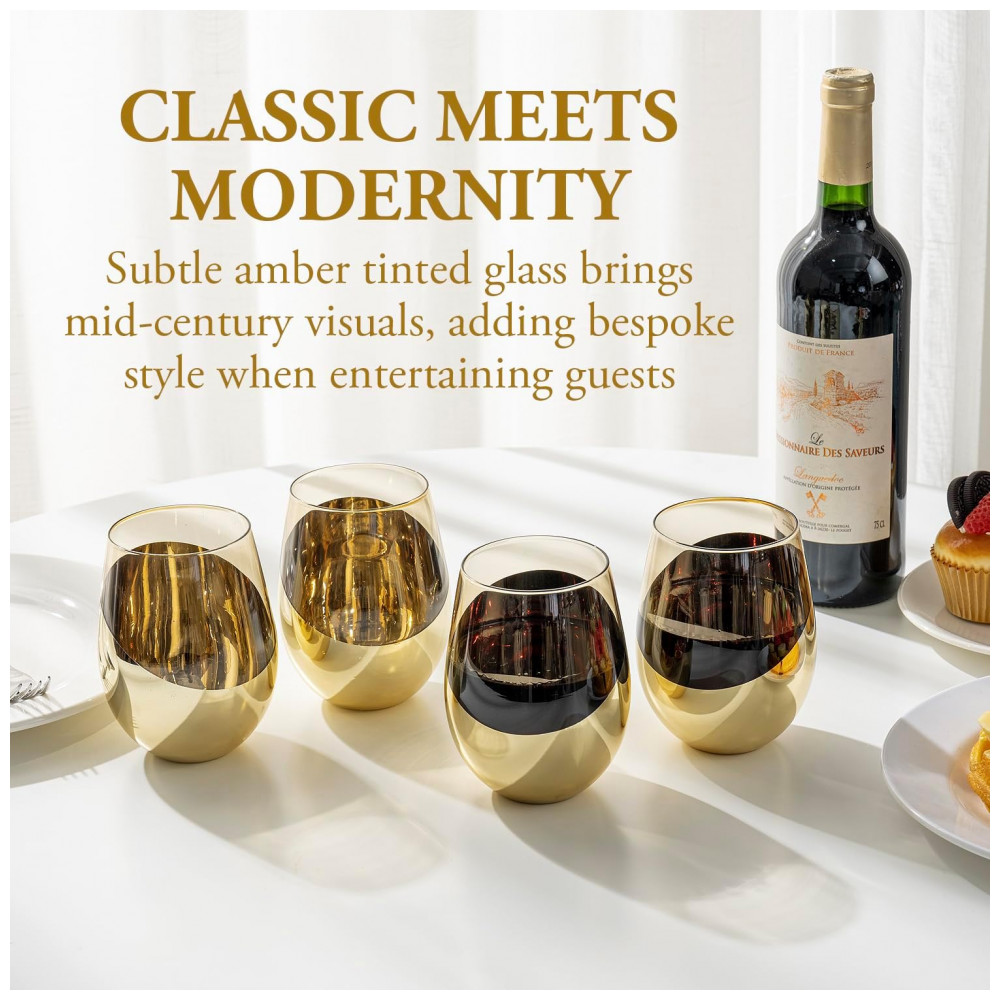 ECTQY49YFMDD0B_1-1.jpg - Jogo com 4 Taças de Vinho Sem Haste Âmbar Vintage com Detalhes em Latão Inclinado, Copos de Bebida de Coquetel de Vidro Translúcido Âmbar, 18 oz