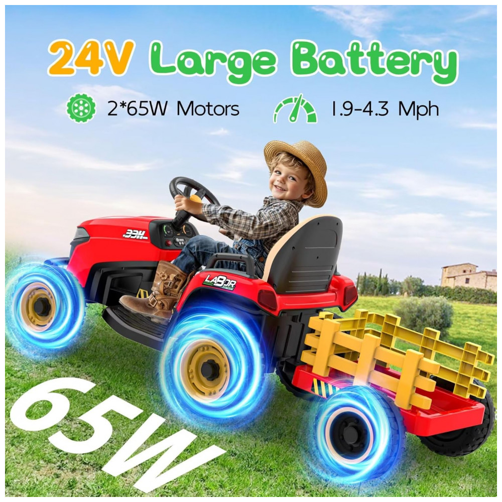 ECTQY5JVM52D0B_1-1.jpg - Trator Infantil Elétrico ANPABO Vermelho 24V Trailer Basculante Removível Pneus EVA Controle Remoto com Som Realista e Bluetooth