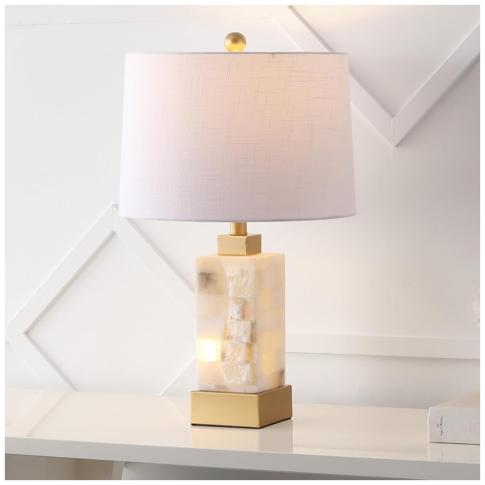 ECTQY7M6TXG70B_2-1.jpg - Abajur Luminária de Mesa em Alabastro e Metal Estilo Contemporâneo Transicional com 58 cm de Altura para Quarto Sala de Estar e Escritório 110V 40W JONATHAN Y Branco e Dourado