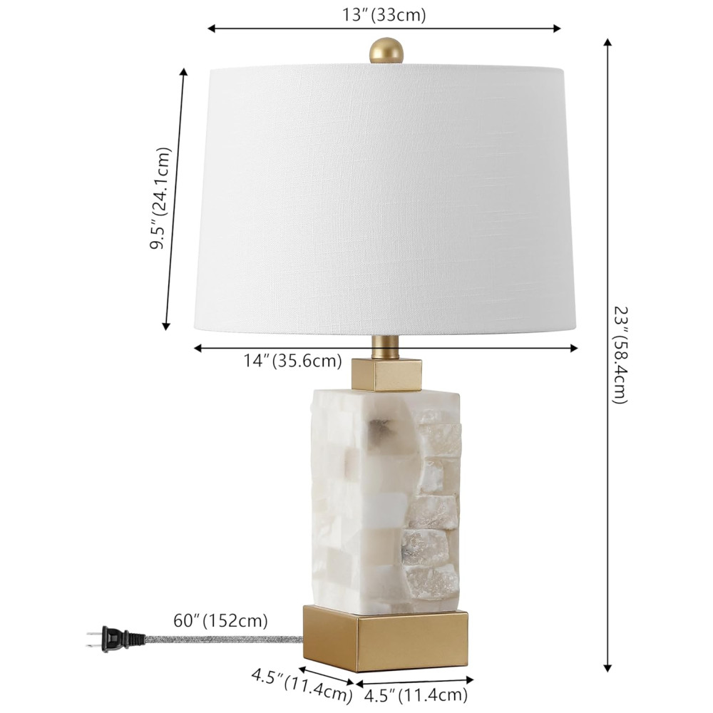 ECTQY7M6TXG70B_3-1.jpg - Abajur Luminária de Mesa em Alabastro e Metal Estilo Contemporâneo Transicional com 58 cm de Altura para Quarto Sala de Estar e Escritório 110V 40W JONATHAN Y Branco e Dourado