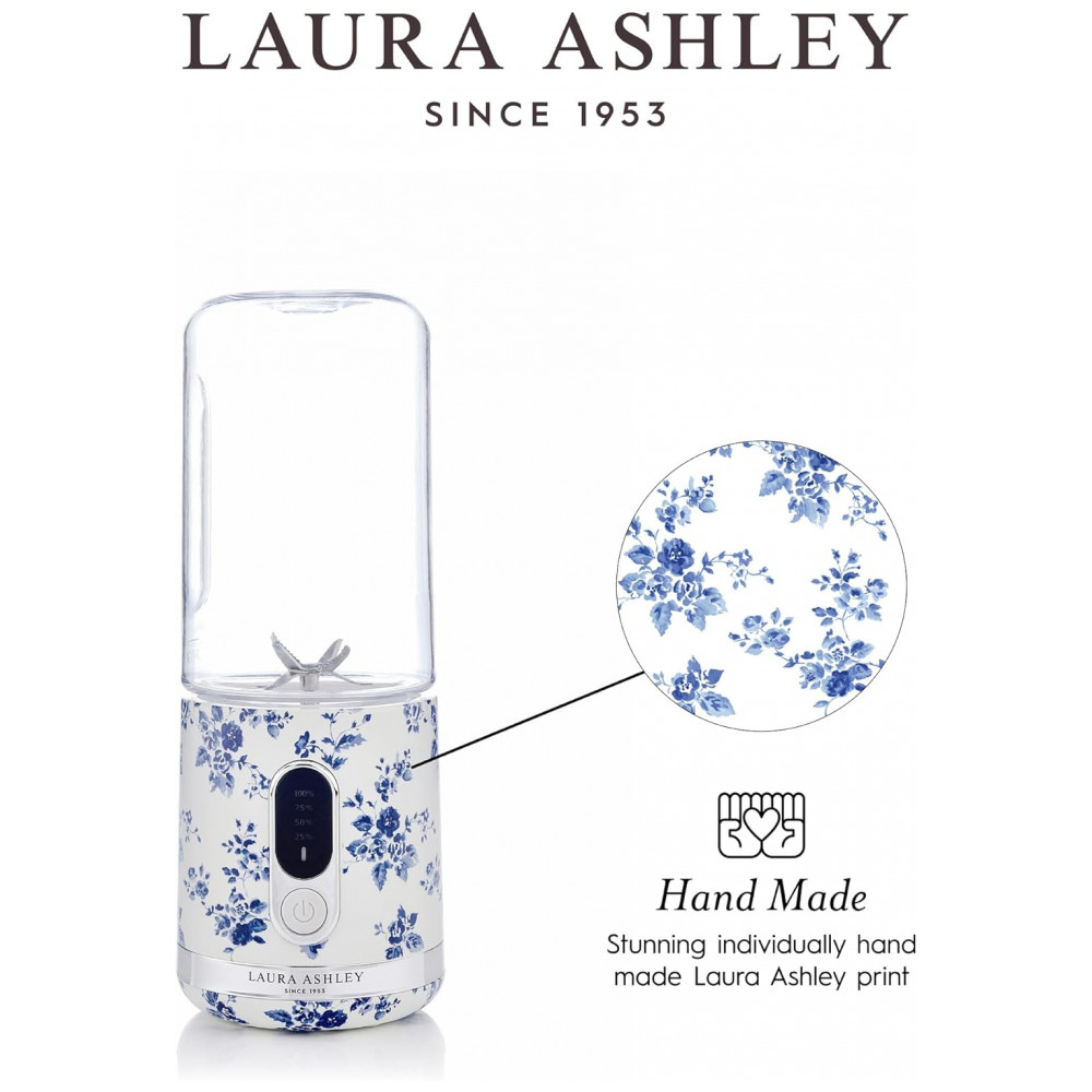 ECTQYB21JDJD0B_3-1.jpg - Mini Liquidificador Portátil Laura Ashley 450ml USB Recarregável China Rose 100W 6 Lâminas Inox Garrafa para Smoothies Viagem Academia