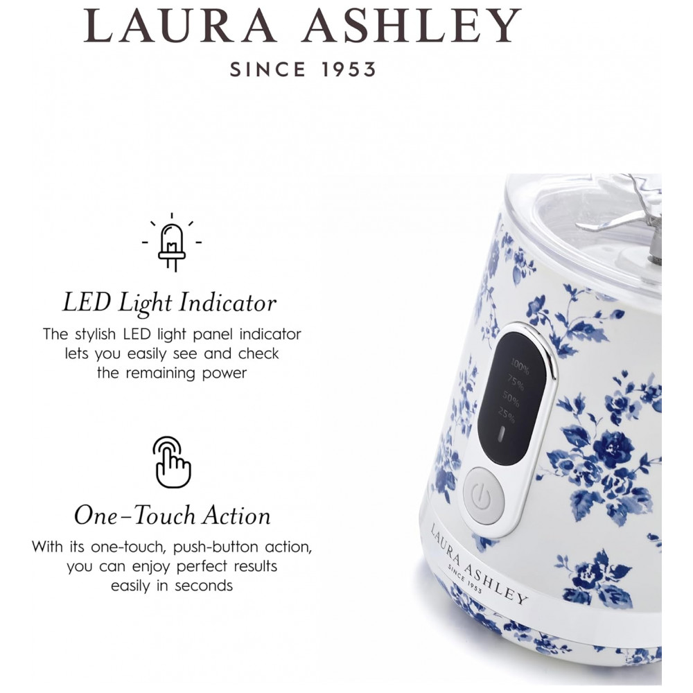 ECTQYB21JDJD0B_6-1.jpg - Mini Liquidificador Portátil Laura Ashley 450ml USB Recarregável China Rose 100W 6 Lâminas Inox Garrafa para Smoothies Viagem Academia