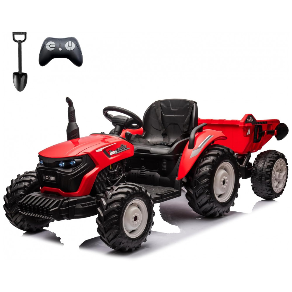 ECTQYCZJW6JD0B_0.jpg - Trator Elétrico Infantil Sopbost 24V 10Ah 2WD Reboque Elétrico Rodas EVA Grande Suspensão Traseira Controle Remoto 90kg Vermelho