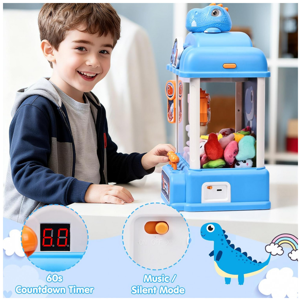 ECTQYLPLTWNF0B_1-1.jpg - Máquina de Garra Azul da CWLAKON – Mini Vending Machine Infantil com Som, Temporizador de 60 s, Dinossauro e Prêmios