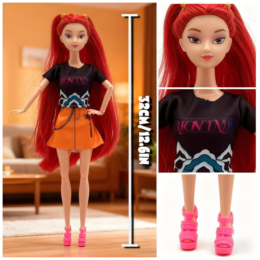 ECTQYMPQLSVF0B_5-1.jpg - Boneca Demon Hunters de 29 cm- Novidade de 2025, Ideal para Crianças, com Cabelo Vermelho,Yewmow