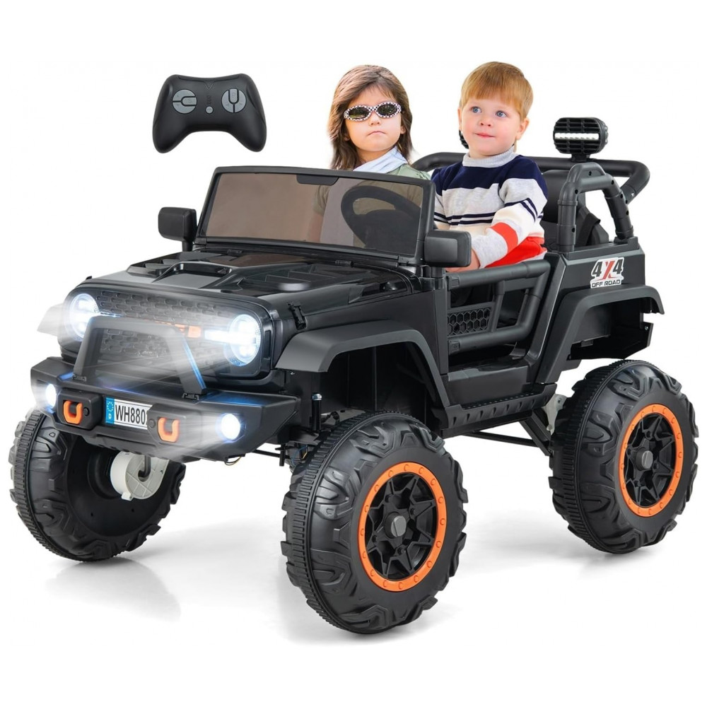 ECTQYNMD1ZMD0B_0-1.jpg - Carrinho Elétrico Infantil INFANS 2 Lugares 4x4 4 Motores 550W Jeep SUV MP3 USB Controle Remoto 24V Preto