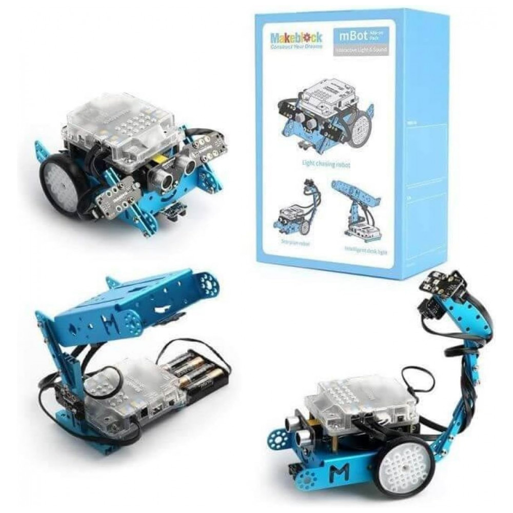 Kit Makeblock Interactive Light & Sound – Expansão 3-em-1 com Sensores de Luz e Som, LED RGB para mBot, Robótica Educacional STEM Azul