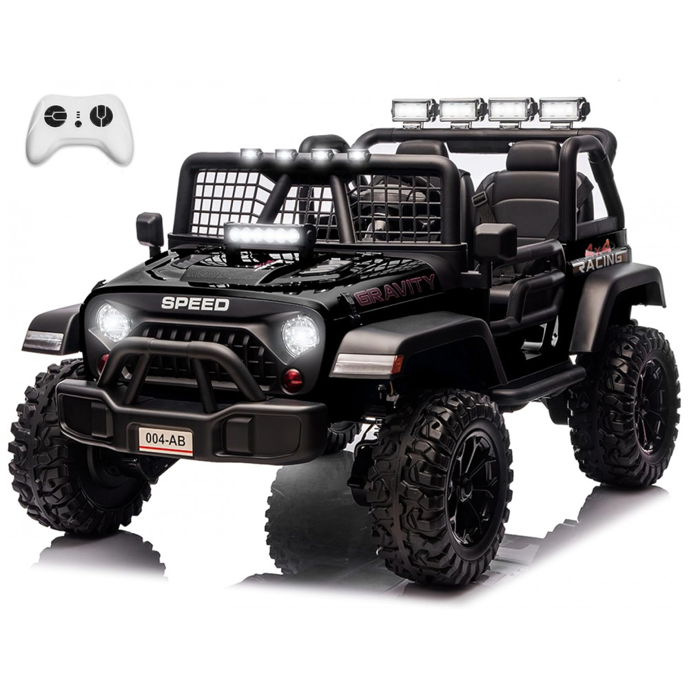 ECTQYVWGDGDF0B_0-1.jpg - Carro Elétrico Infantil Sopbost Preto 24V 2 Lugares 4 Motores 4WD Pneus EVA Controle Bluetooth LED Off-Road