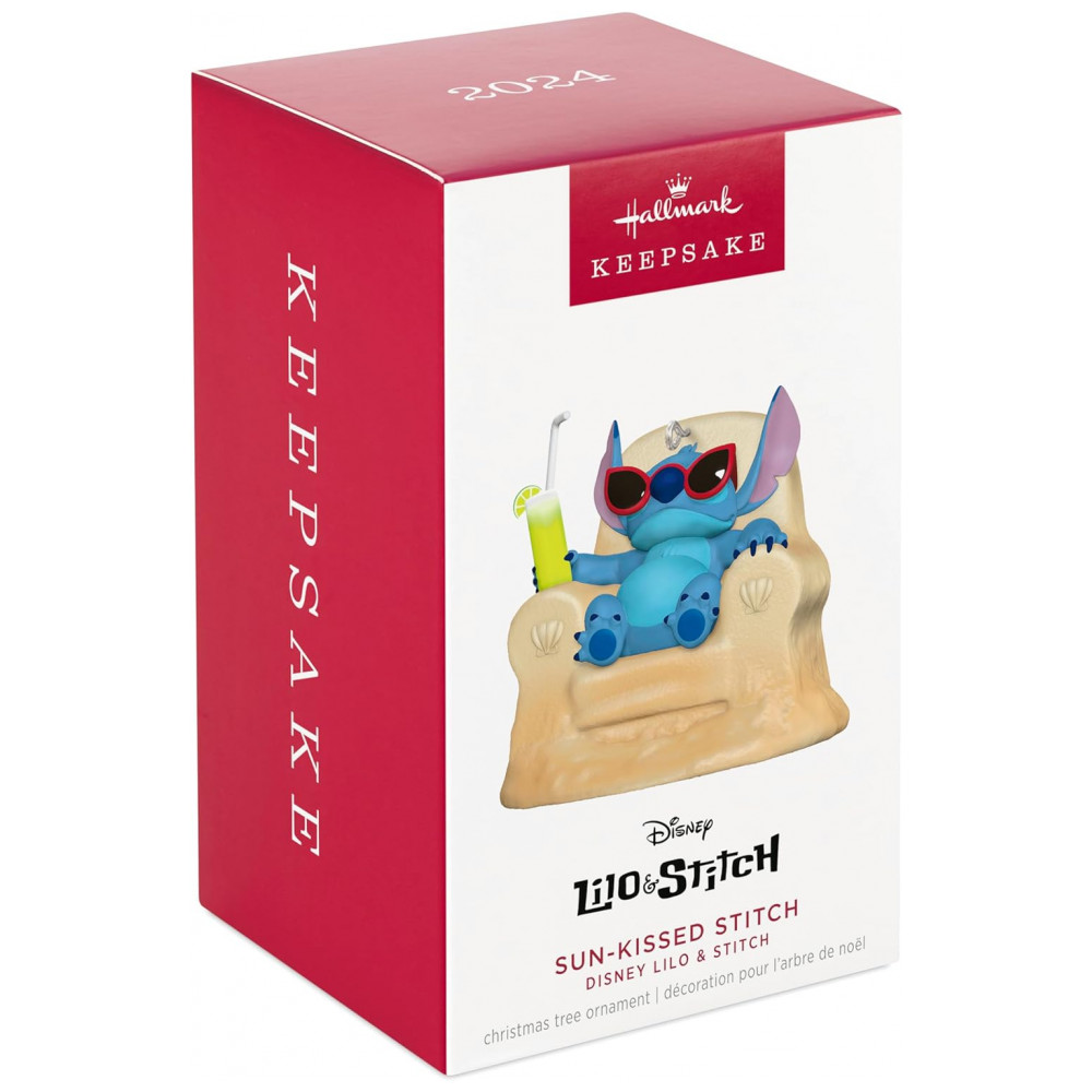 ECTQZ2NQG9XC0B_2-1.jpg - Enfeite de Natal Hallmark Keepsake Disney Lilo & Stitch Sun-Kissed Stitch, Plástico 7x6,6x6,5 cm