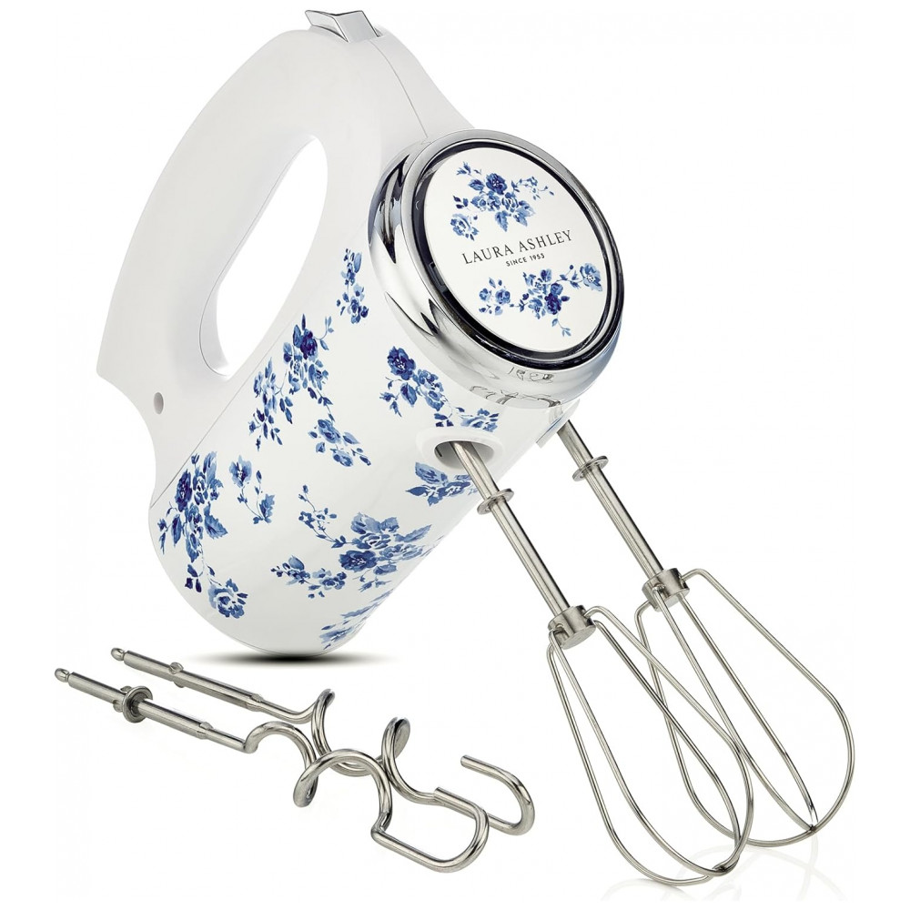 ECTQZ3MSJDJD0B_0-1.jpg - Batedeira de Mão Laura Ashley 200W Branco com Estampa Floral China Rose 5 Velocidades Turbo Inox VQ-SBSMR57-LACR-US 110V