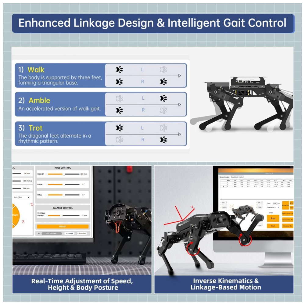 Hiwonder PuppyPi – Robô Cão Quadrúpede com Inteligência Artificial Integrada, Navegação SLAM e Interação por Voz – Kit Educacional com Raspberry Pi 5 (4GB) - Imagem 3