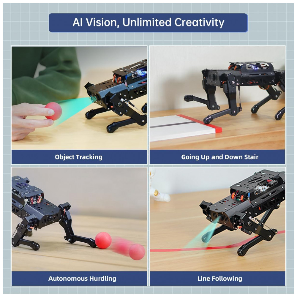 Hiwonder PuppyPi – Robô Cão Quadrúpede com Inteligência Artificial Integrada, Navegação SLAM e Interação por Voz – Kit Educacional com Raspberry Pi 5 (4GB) - Imagem 4