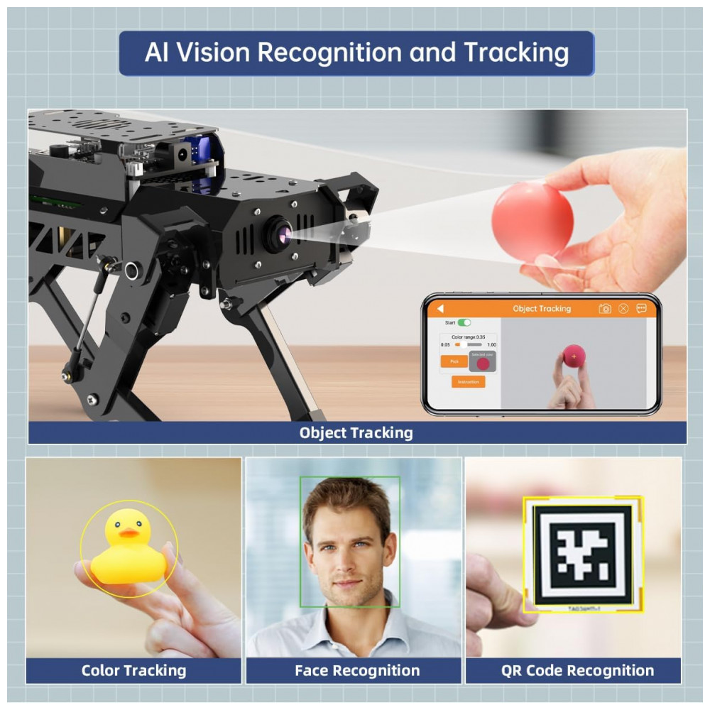 Hiwonder PuppyPi – Robô Cão Quadrúpede com Inteligência Artificial Integrada, Navegação SLAM e Interação por Voz – Kit Educacional com Raspberry Pi 5 (4GB) - Imagem 8