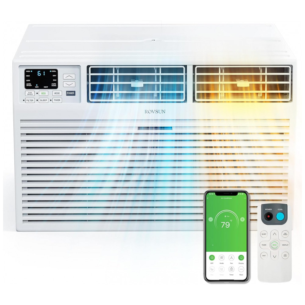 ECTQZ67K49WD0B_0-1.jpg - Ar-Condicionado e Aquecedor Parede ROVSUN Smart 8000 BTU Branco com Controle Remoto App e Assistente de Voz Timer 115V/60Hz
