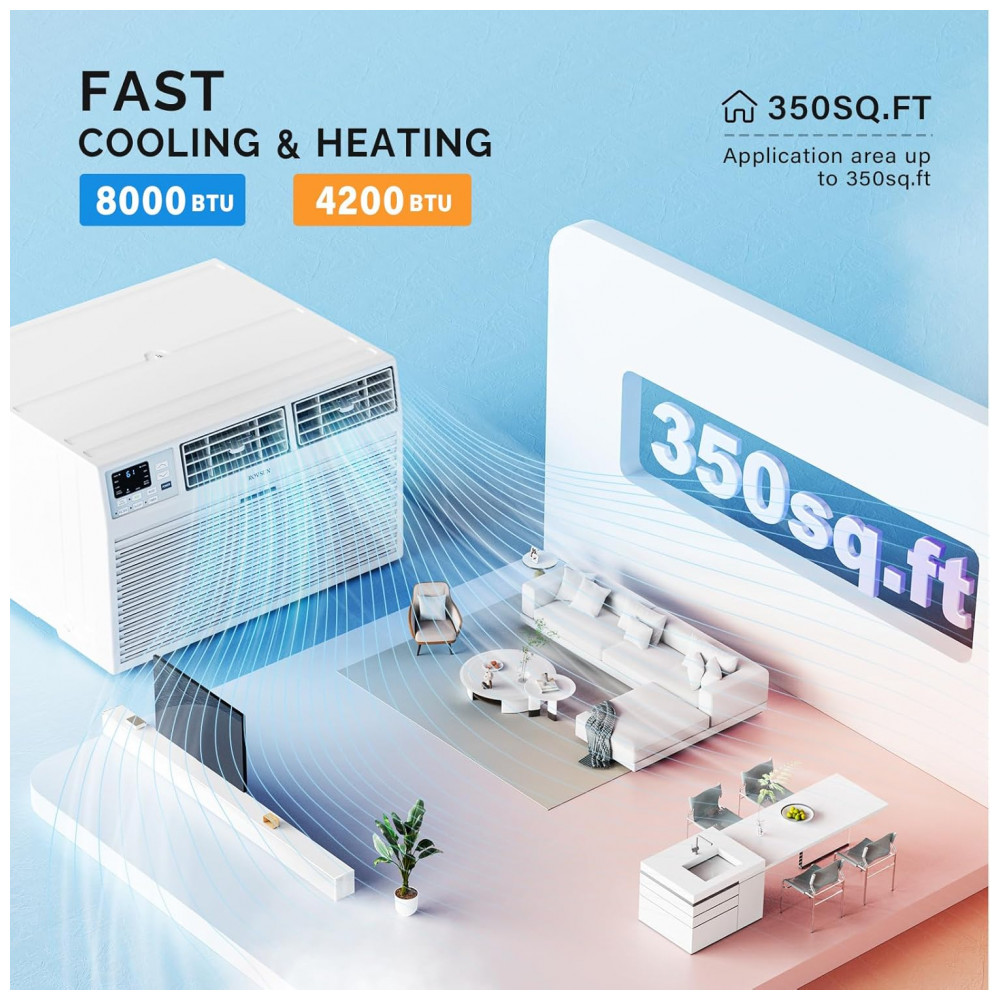 ECTQZ67K49WD0B_1-1.jpg - Ar-Condicionado e Aquecedor Parede ROVSUN Smart 8000 BTU Branco com Controle Remoto App e Assistente de Voz Timer 115V/60Hz