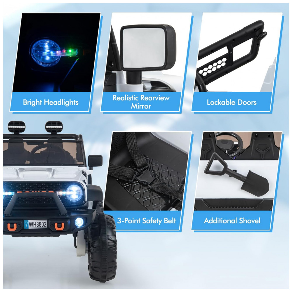 ECTQZBMZLZMD0B_6-1.jpg - Carrinho Elétrico Infantil INFANS 2 Lugares 4x4, 4 Motores 550W, Jeep SUV, MP3 USB Controle Remoto, 24V, Branco