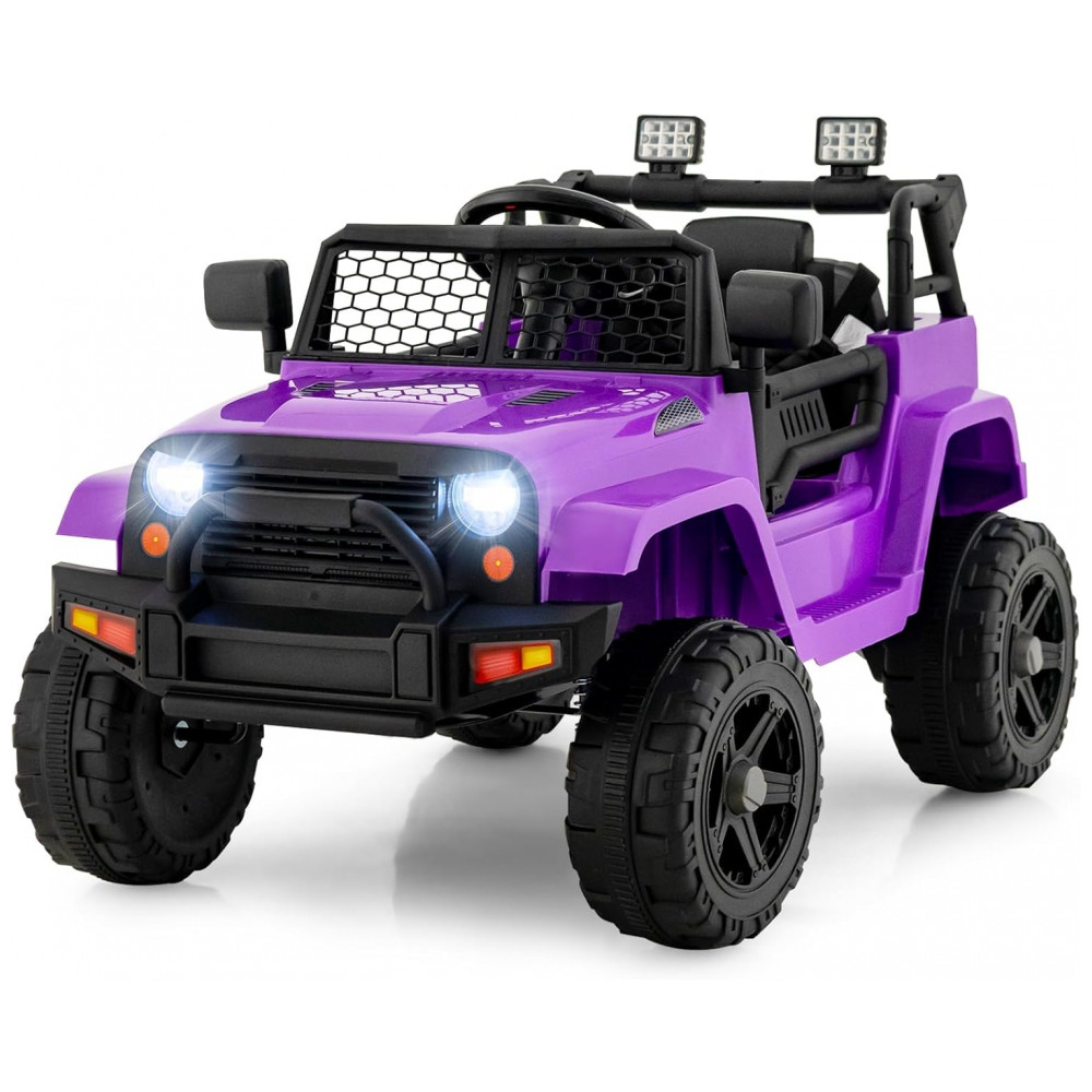 ECTQZCJ1D9NC0B_0-1.jpg - Caminhão Elétrico Infantil OLAKIDS Roxo 12V Jeep 2 Velocidades Controle Remoto Suspensão Porta Dupla LED Música USB MP3 TF