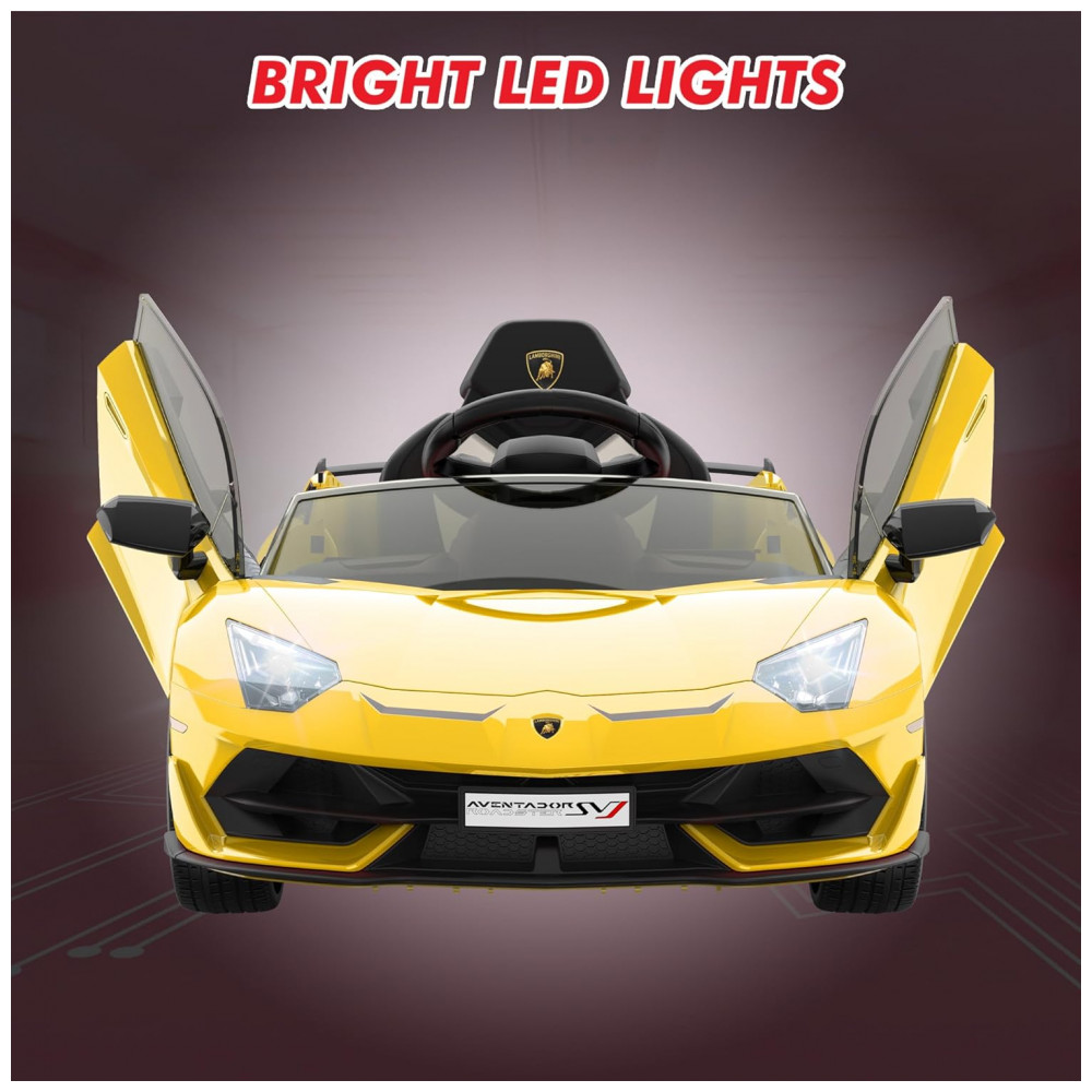 ECTQZFXVQ2XF0B_1-1.jpg - Carro Elétrico Infantil Lamborghini Licenciado 12V SLEKVERSA, Controle Remoto, 2 Velocidades, Suspensão, Música, Luzes LED, Amarelo