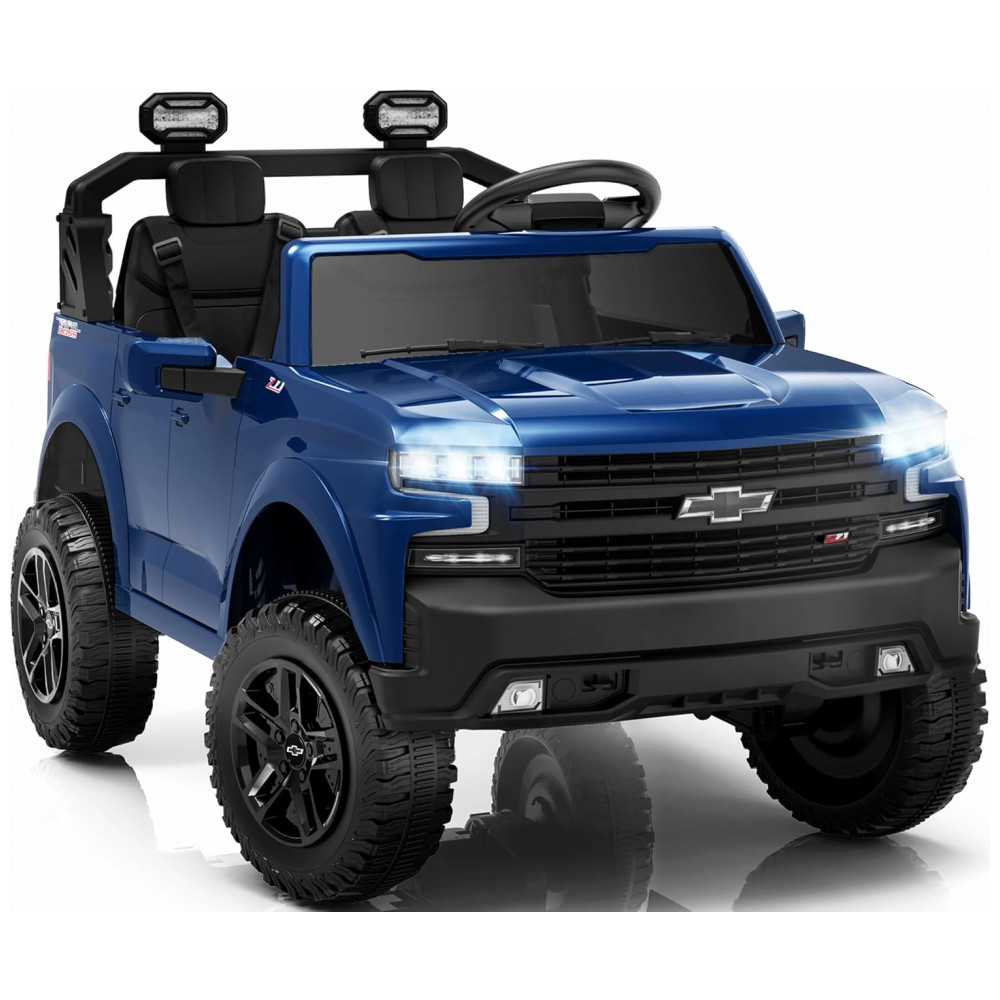 ECTQZWJDF7LF0B_0-1.jpg - Carro Elétrico Infantil Chevrolet Silverado 24V Azul 2 Lugares com Controle Remoto, Bluetooth, Luzes LED e Cinto de Segurança